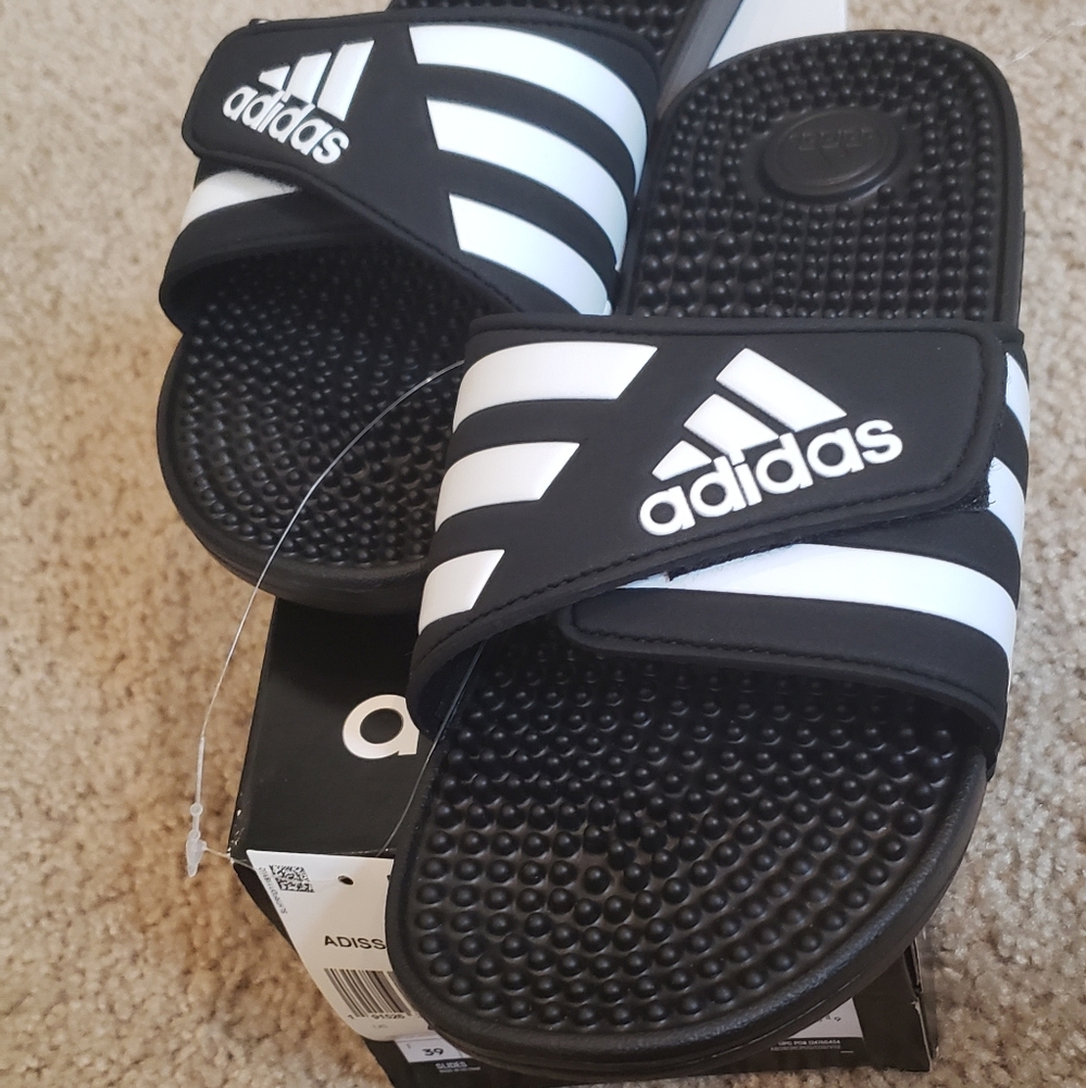 Adidas Black and White Slides
